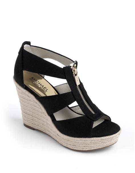 michael michael kors damita wedge black|Michael Kors Damita Platform Wedge Sandals .